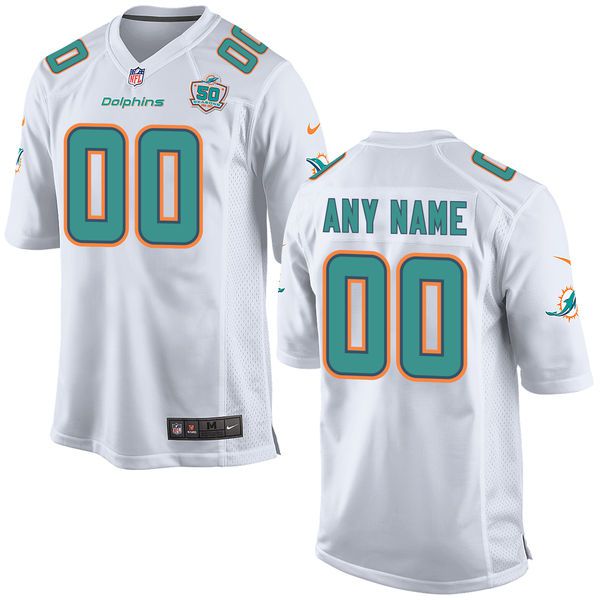 Men Miami Dolphins White Nike White Custom Patch Game NFL Jersey